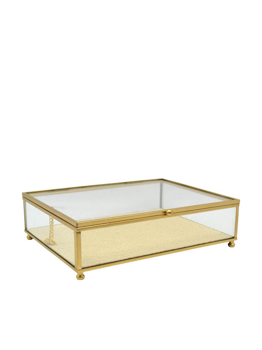 Ankor Кутия За Бижута Стъклена Златна 21x16x6см