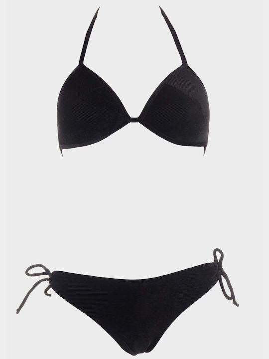 G Secret Padded Bikini Set Triangle Top & Slip Bottom BLACK