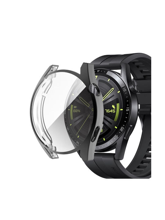 Калъф за Huawei Watch Gt 3 46 мм с пълно обграждане и защитно фолио в черно