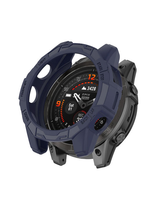 Garmin Epix Pro 51mm Fenix 7X 7X Pro Armored TPU Half Wrapped Watch Protective Case Blue Garmin Epix Pro 51mm Fenix 7X 7X Pro Armored TPU Half Wrapped Watch Protective Case Blue