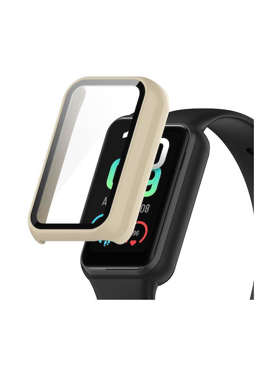 Amazfit Band 7 Pc + Tempered Glass Integrated Protective Watch Case Ivory White