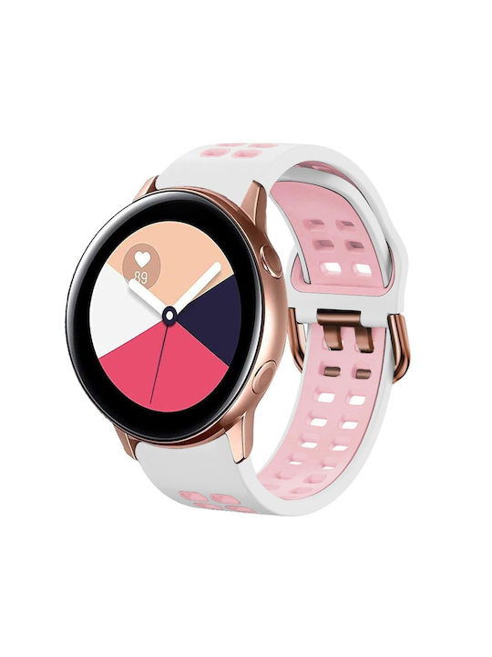 Galaxy Watch Active 2 20mm Breathable Two color Silicone Watch Band White pink Skroutz.gr