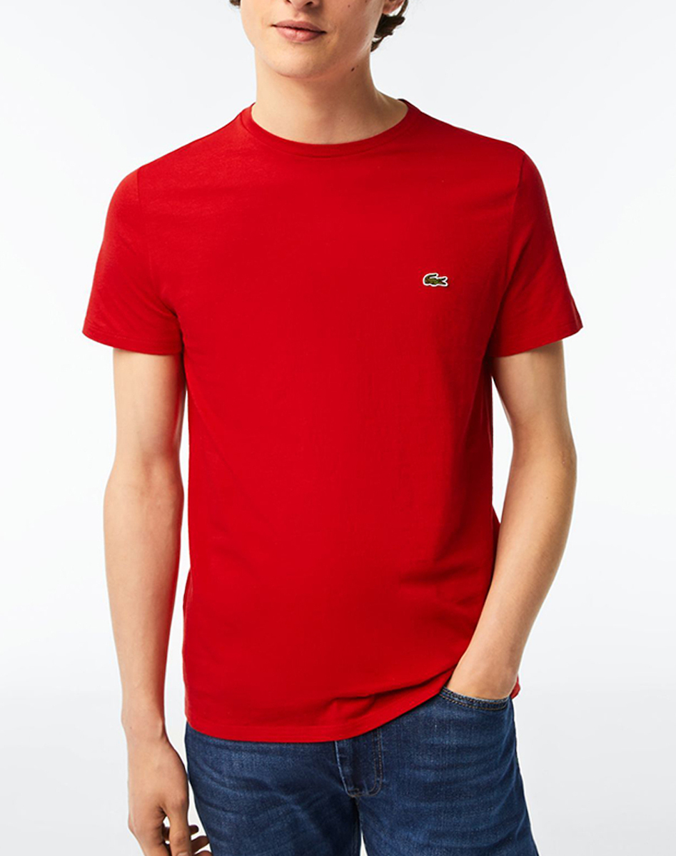 Tシャツ・カットソー LACOSTE Men T-shirt Red TH6709 240 Lacoste Men's Crew Neck Pima Cotton Jersey T-shirt Red