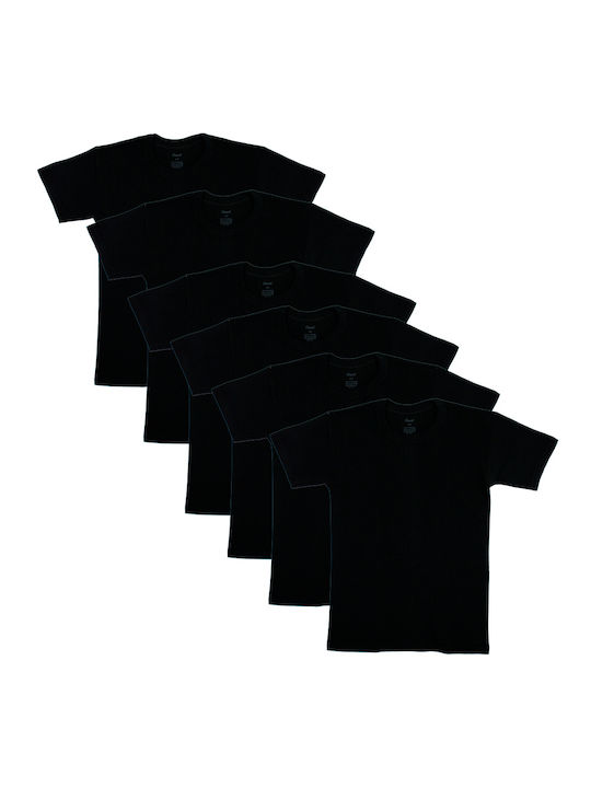 Onurel Men's Undershirts Short-sleeved Black 6Pack