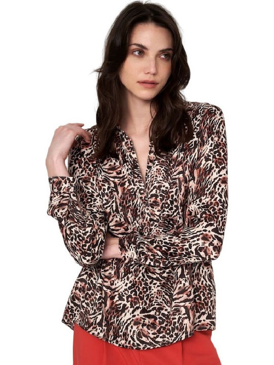 Long Sleeve Women's Satin Shirt Multicolour