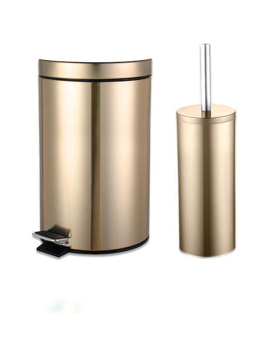 Sidirela Metallic Bathroom Trash Can and Basket Set 7lt Gold