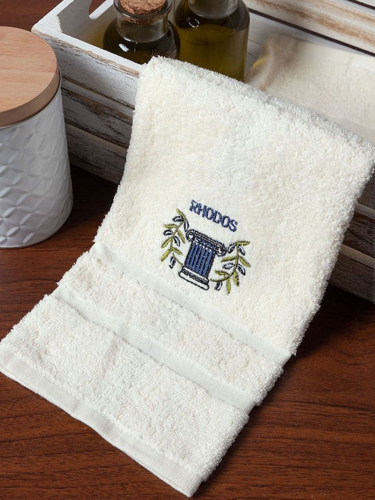 Silk Fashion Face Towel Rose 50x100cm Ivory Blue