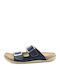Leather Women's Flat Sandals in Black Color