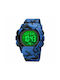 Skmei Digital Watch Battery with Rubber Strap Army Blue