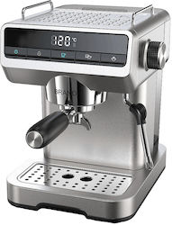Finlux FEM-1866 Αυτόματη Μηχανή Espresso 1150W Πίεσης 20bar Ασημί