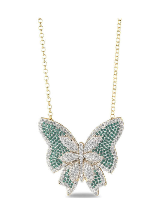 Sogni Halskette mit Design Schmetterling aus Vergoldet Silber mit Zirkon