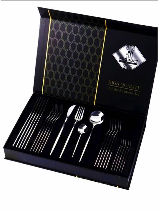 Cutlery Set Stainless Silver 24pcs