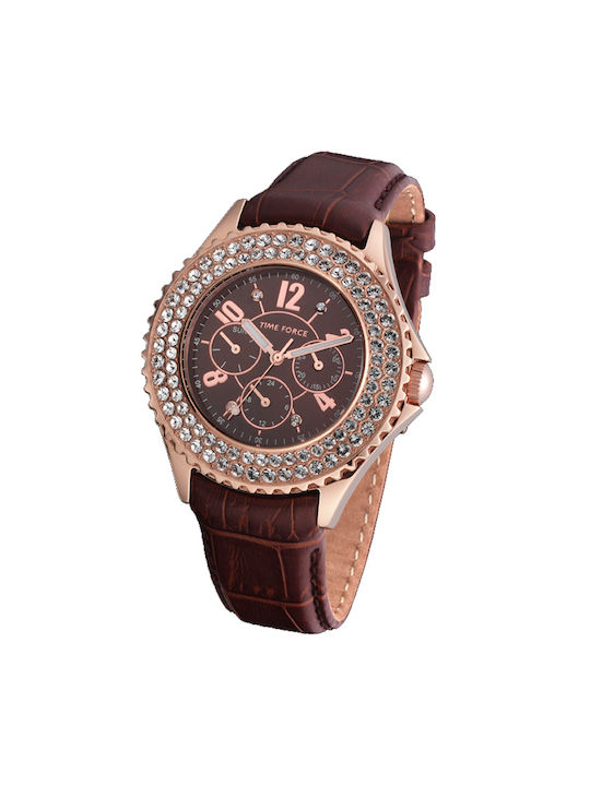 Time Force Watch with Brown Metal Bracelet