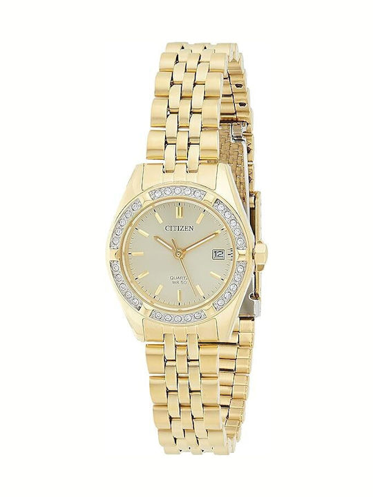 Citizen Crystal Damen Uhr mit Gold Metallarmband