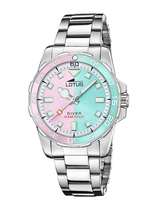 Lotus Watches Γυναικείο Ρολόι Μπαταρίας με Ασημί Μεταλλικό Μπρασελέ