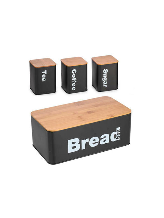 Sidirela Bamboo Bread Box with Lid Black