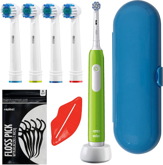 Oral-B Pro Junior Children's Electric Toothbrush Green with Replacement Heads and Travel Case