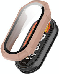 Xiaomi Mi Band 8 Pc + Carcasă de protecție integrată cu sticlă securizată roz