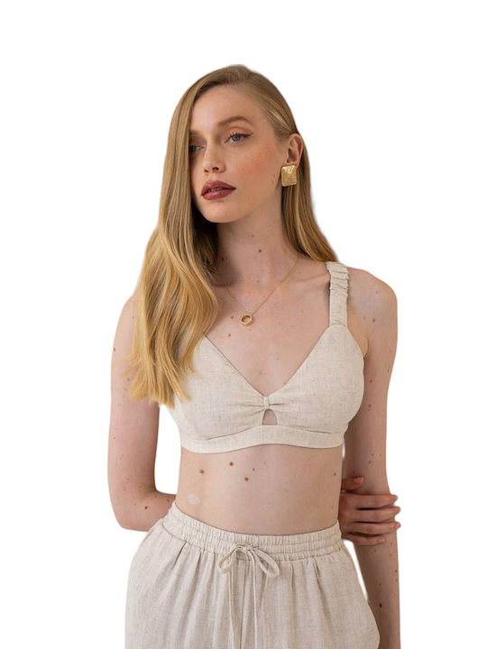 Mind Matter Manor Damen Crop Top Beige