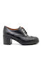Leather Women's Oxford Boots with Medium Heel Black