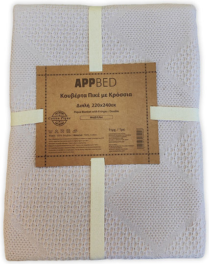 Appbed Decke Pique Übergröße mit Fransen 220x240cm Purple