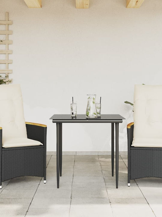 Outdoor Armchair Rattan Black with Cushion 2pcs 49x50.5x92cm