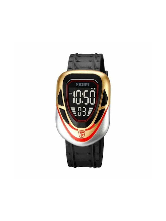 Skmei 1833 Digital Watch Battery with Gold Rubber Strap