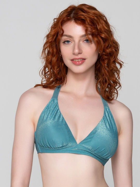 Luna Padded Triangle Bikini Top Blue