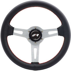 Simoni Racing Leather Three Spoke Car Steering Wheel with 35cm Diameter Red/Black