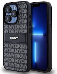 Dkny Pu Leather Repeat Pattern Tonal Stripe Case Iphone 15 Pro Max Black