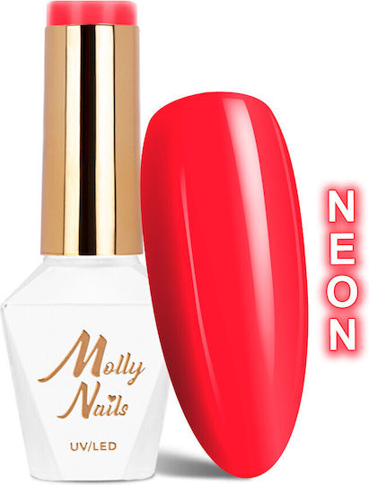 Molly Lac Semipermanent Lac de Unghii Neon Red 8gr 1buc