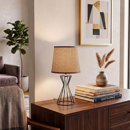 Chios Hellas Metall Tischlampe mit Braun Schirm und Basis