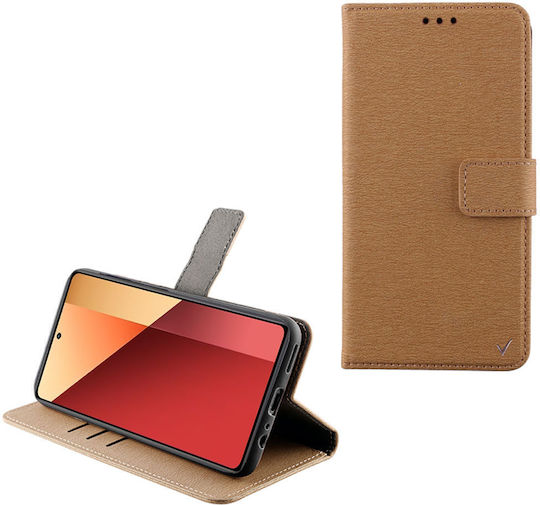 Калъф за мобилен телефон Volte-tel за Xiaomi Redmi Note 13 Pro 4g 6.67" Allure с магнитен калъф и стойка за книга в златист цвят