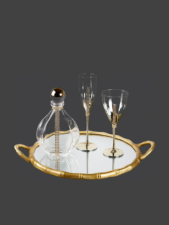 La Vista Wedding Carafe Set with Wine Glass Crystal Metallic 2 Pieces