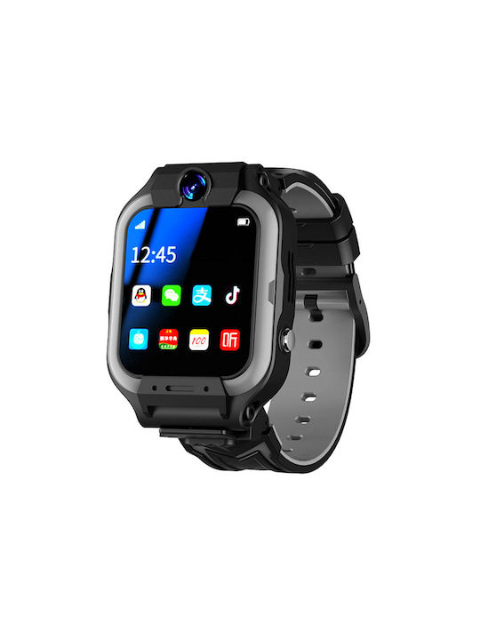 Детски Smartwatch C85 с GPS и Каучукова/Пластмасова Каишка Черно