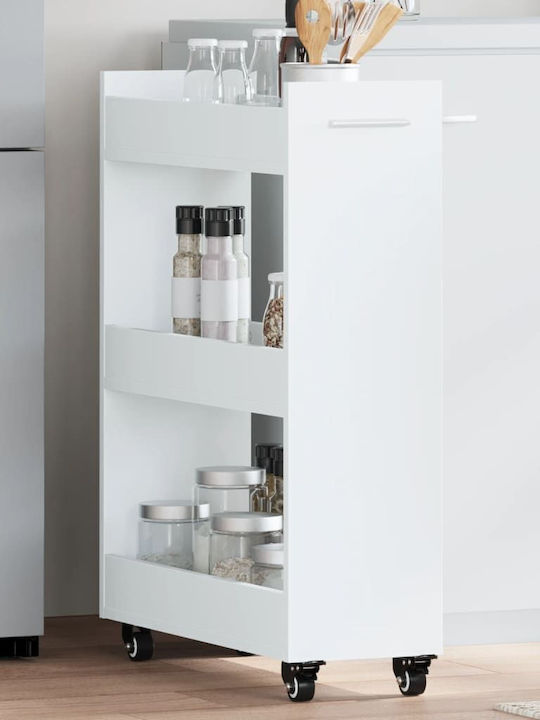 vidaXL Wooden Kitchen Trolley 3 Tiers White 60x22x79cm