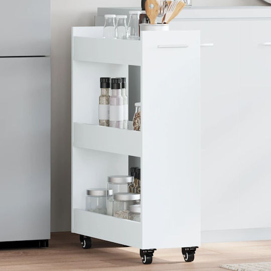 vidaXL Wooden Kitchen Trolley 3 Tiers White 60x22x79cm