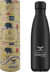 Estia Flask Lite Save the Aegean Μπουκάλι Θερμός Ανοξείδωτο BPA Free Midnight Black 750ml