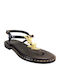 Leather Women's Flat Sandals in Black Color