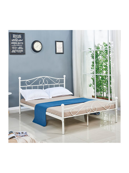 Yorick Double Metal Bed White for Mattress 140x190cm