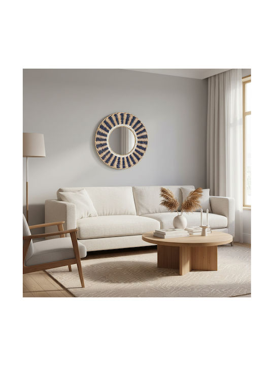 Bizzotto Namibia Wandspiegel mit Blau Hölzernes Rahmen Durchmesser 40cm 1Stück