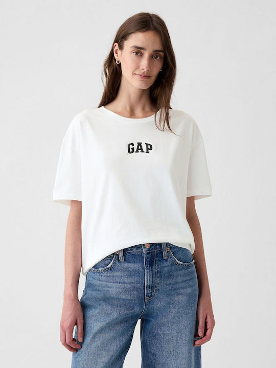 GAP Damen Bluse Baumwoll Kurzärmelig White