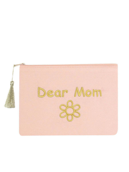 Make-up Bag Dear Mom Pale Pink Cotton