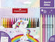 Faber-Castell Felt-tip Unicorn Μαρκαδόροι Ζωγραφικής Λεπτοί, με Glitter Σετ 24 χρώματα