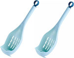 Kitchen Spoon Colander Plastic Blue 2pcs