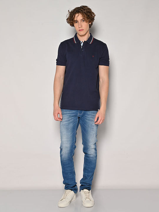 Brokers Jeans Bluza Bărbătească cu Mânecă Scurtă Polo Albastru marin