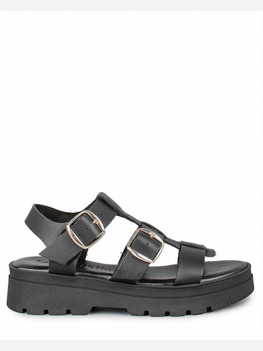 Patricia Miller Damen Flache Sandalen Flatforms in Schwarz Farbe