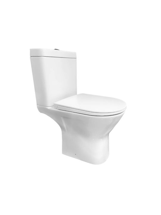 Rak Ceramics “resort” Λεκάνη Κρεμαστή Rimless με Καζανάκι με Κάλυμμα Duroplast Soft Close Λευκή