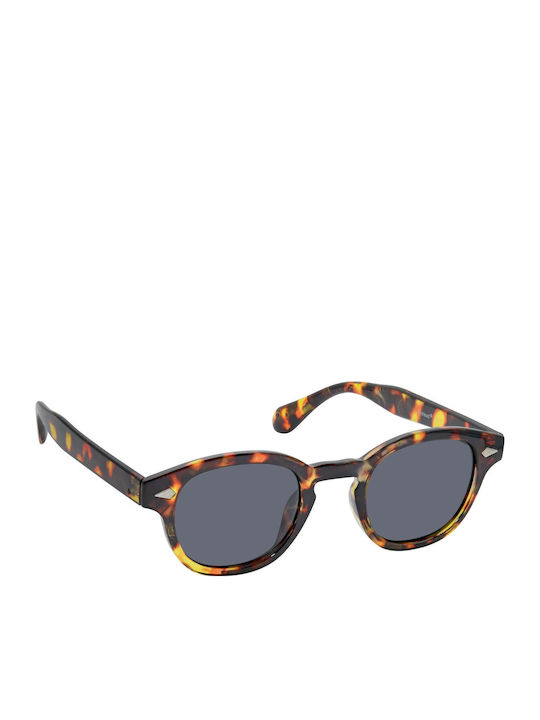 Eyelead Unisex Sunglasses with Brown Tartaruga Plastic Frame and Gray Polarized Lens