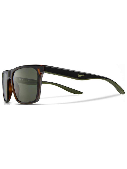 Nike Sunglasses with Brown Tartaruga Plastic Frame and Green Lens DZ7372-220